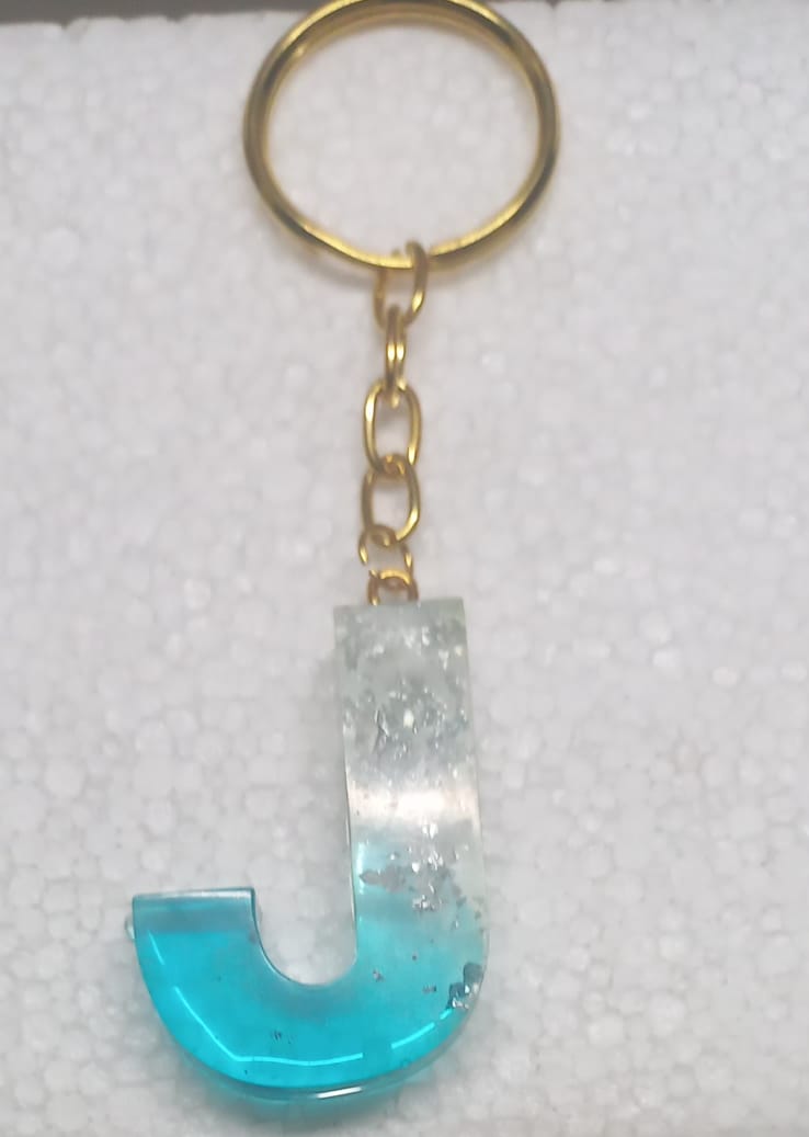 Handmade Alphabet epoxy resin key chain