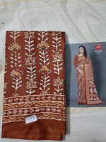 Maroon ,Linen Cotton Saree