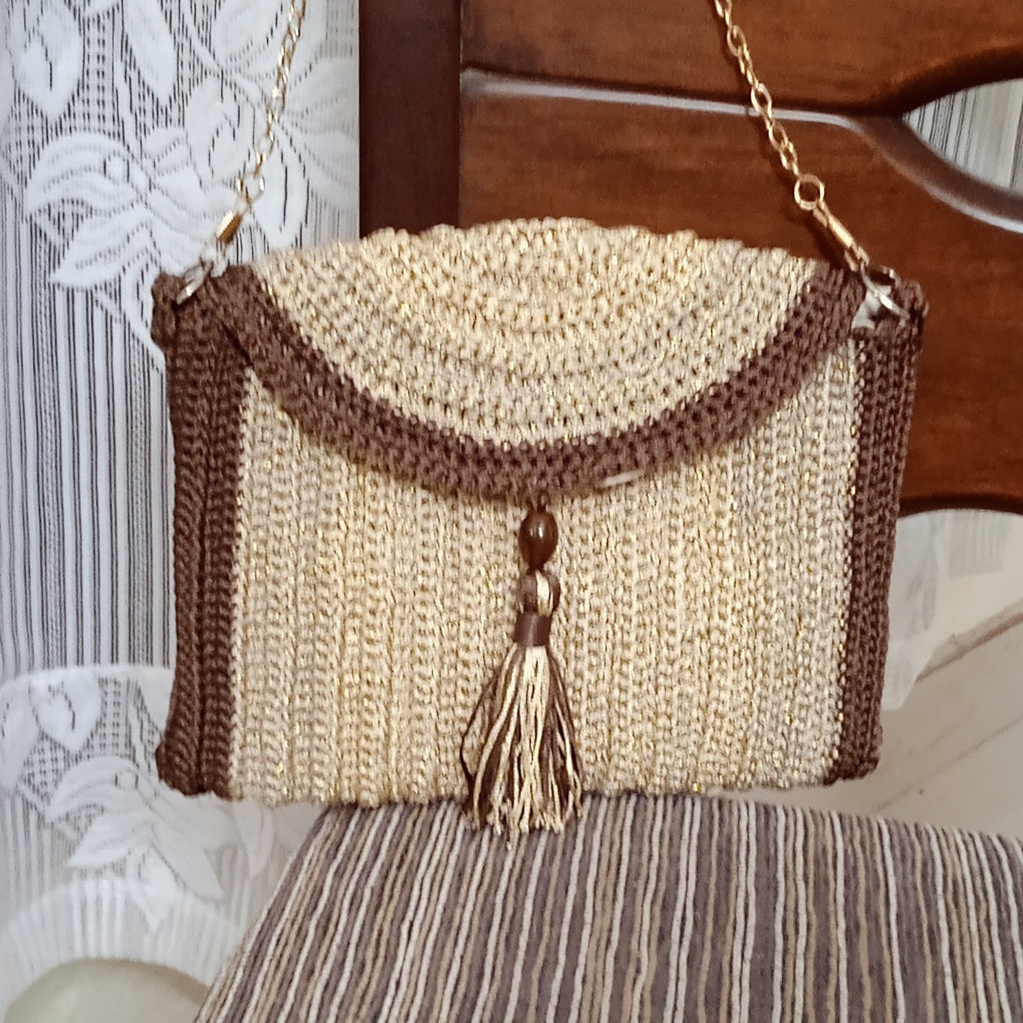 Handcrafted ,crocheted sling bag