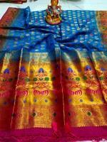 Banglore  Silk Mina work Paithani  Saree,  Silk sarees, Colorful Mina work