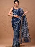 Exquisite Hand Block Printed Kota Doriya Sarees with Blouse, Trending Designs with Excellent Handwork