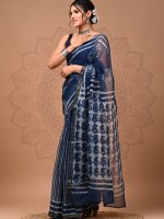 Exquisite Hand Block Printed Kota Doriya Sarees with Blouse, Trending Designs with Excellent Handwork