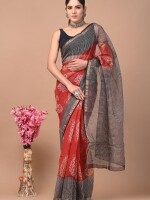 RED & BLACK Chambal - Kota Doriya Saree, Beautiful & Elegant Saree, Office Wear Sarees For Working Women