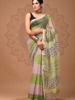 Beautiful & Colorful Hand block  printed kota doriya sarees with blouse, Length 6.5 meter, Natural dya and colour