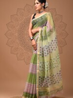 Beautiful & Colorful Hand block  printed kota doriya sarees with blouse, Length 6.5 meter, Natural dya and colour