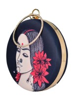 Indian Woman printed Round Clutch, Classy & Trendy Handbags, Vibrant Colors, Elegant & Exclusive Designs