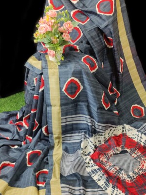 Jaipuri Bagru print silk saree with running blouse