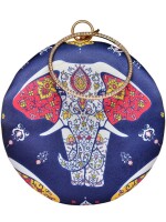 Artistic Elephant printed Round Clutch, Designer Clutches, Classy & Trendy Handbags, Vibrant Colors