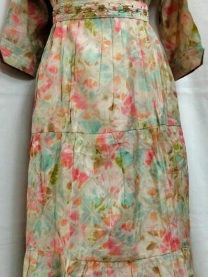 Multi Color Floral Printed Readymade Gown, Tie and die long one piece