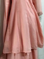 Georgette Festive Plazo Suit in Peach Color  with Sequence work, Plazo suit xl 2xl pastel shade in georgette