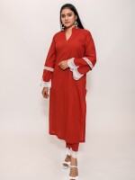 Cotton kurta in distinctive style and stunning maroon color