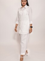 Pure cotton, comfortable, white formal, stylish yet elegant co-ord set