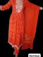 Orange Bandhni kurta set