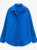 Royal blue pure cotton over size shirt for women