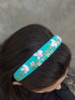 Embroidered soft hair band made with organic cotton and covered with soft fabric for that comfort for your little princess!