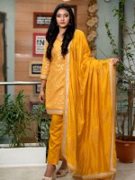 A short-length, straight-cut kurta in an elegant mustard yellow shade, add a touch of grace to the design.