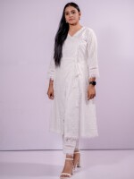 White Color A-line Angrakha Style Kurta