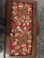 Beautiful maroon Zardosi wooden clutch box and belt combo made of pure handloom and natural fabrics embroidered and embellished with pure Zardozi