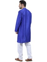 Royal blue dupion fabric embroidery men's long kurta