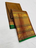 Pure Narayanpet sarees with a peacock Kanchi border and a contrast stripes pallu, along with a running blouse,