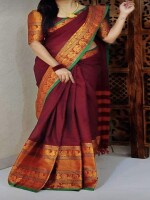 Pure Narayanpet sarees with a peacock Kanchi border and a contrast stripes pallu, along with a running blouse,