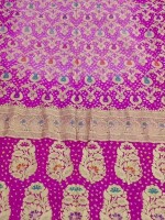 FUCHSIA Khadi Chiffon Bandhej Mina, a celebration of traditional craftsmanship and contemporary elegance