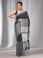 BLACK Begumpuri Cotton handloom saree