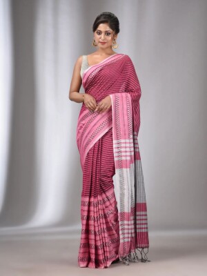 MAROON  Begumpuri Cotton handloom saree