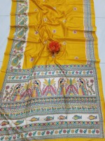 Exclusive Madhubani Tussar Silk Saree, accompanied by a matching blouse piece