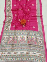 Exclusive Madhubani Tussar Silk Saree, accompanied by a matching blouse piece