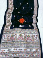 Exclusive Madhubani Tussar Silk Saree, accompanied by a matching blouse piece