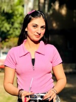 Pink polo top for women