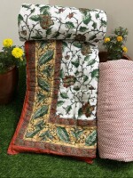 Floral Jaipuri Single Bed Rajai Pair, Cotton filling for winter's