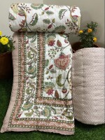 Floral Jaipuri Single Bed Rajai Pair, Cotton filling for winter's