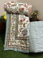 Floral Jaipuri Single Bed Rajai Pair, Cotton filling for winter's