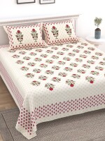 White base Pure cotton Bedsheets, 1 Bedsheet 2 Pillow covers, Size 90*108