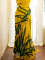 Yellow kota silk pure saree with blouse