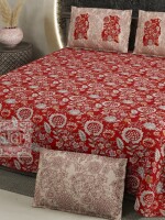 Latest design king size cotton print bedsheet with 2 matching pillow covers