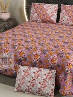 Cotton floral print king size double bedsheet with 2 pillow covers