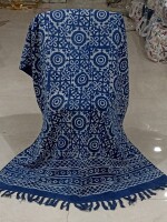 Pure hand block print blue sofa throw