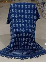 Pure hand block print blue sofa throw