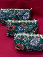 Pure cotton multipurpose quilted toiletry bag (set of 3)