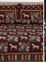 Beautiful horse print king size cotton double bedsheet with 2 matching pillow covers