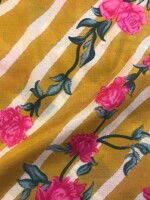 Latest floral design hand screen printed dress material