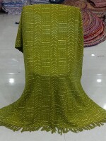 Lime green pure hand block print sofa throw