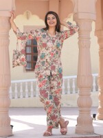 Beautiful floral print pure cotton night suit for women