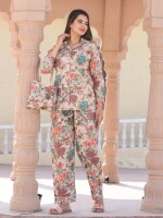 Beautiful floral print pure cotton night suit for women