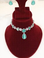 Big CZ Stone jewelry paired with micro choker set