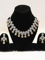 Yellow luxurious CZ stone neck piece with AD studs