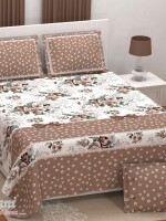 Joint-free king size twill cotton double bedsheet set with 2 pillow covers, featuring a stunning design